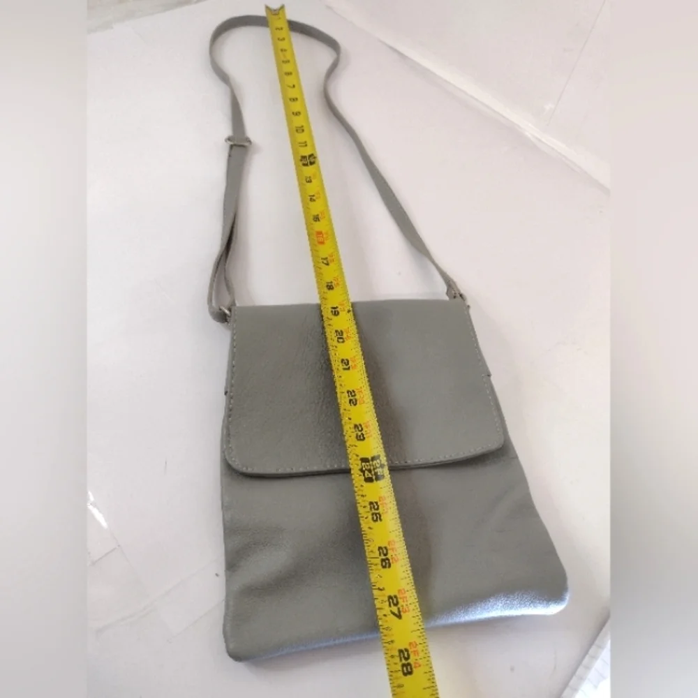 Elegant Vera Pelle Gray Crossbody Bag Italian Leather.